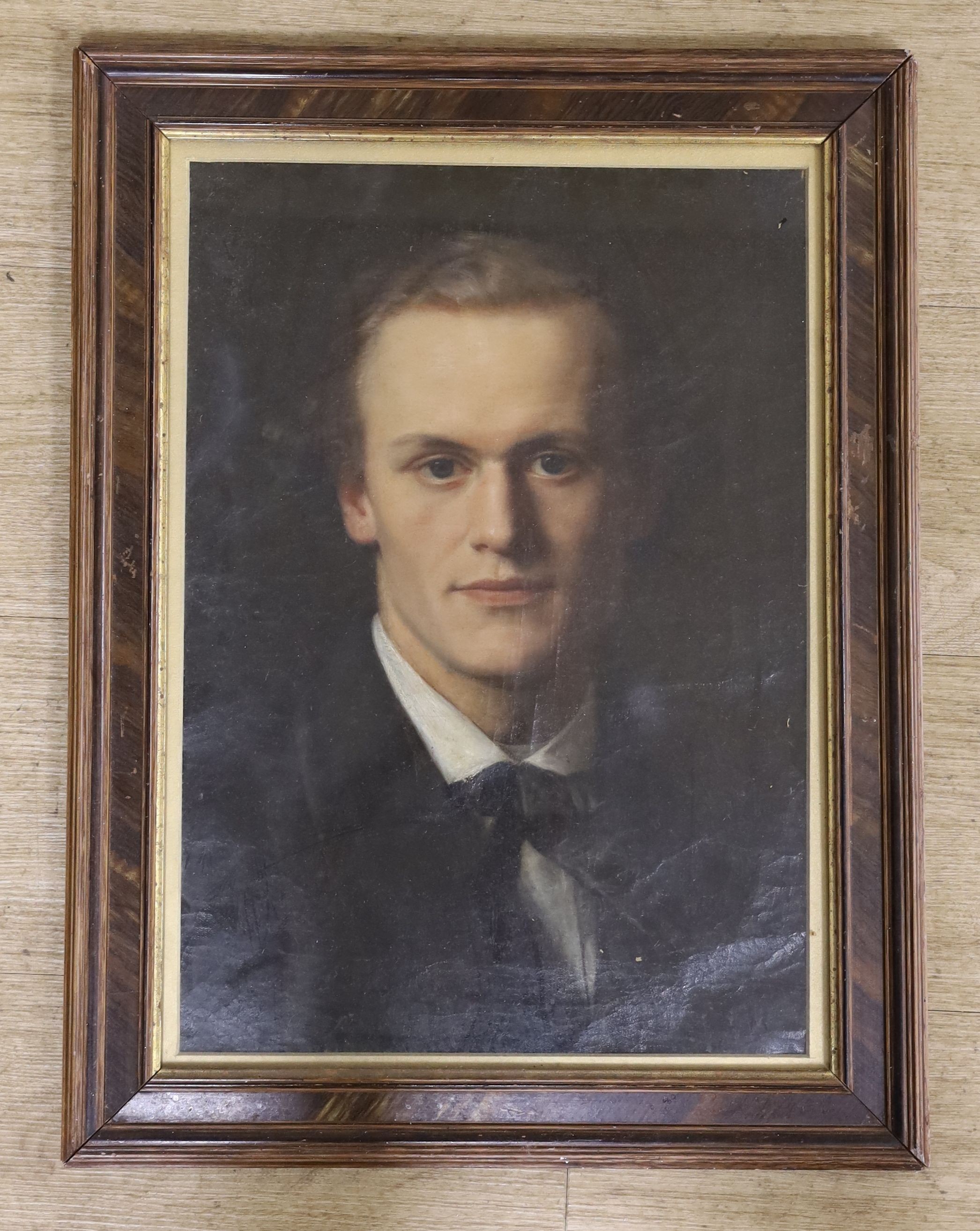 Marjorie Sankey, oil on canvas, Portrait of a young man, 45 x 32cm